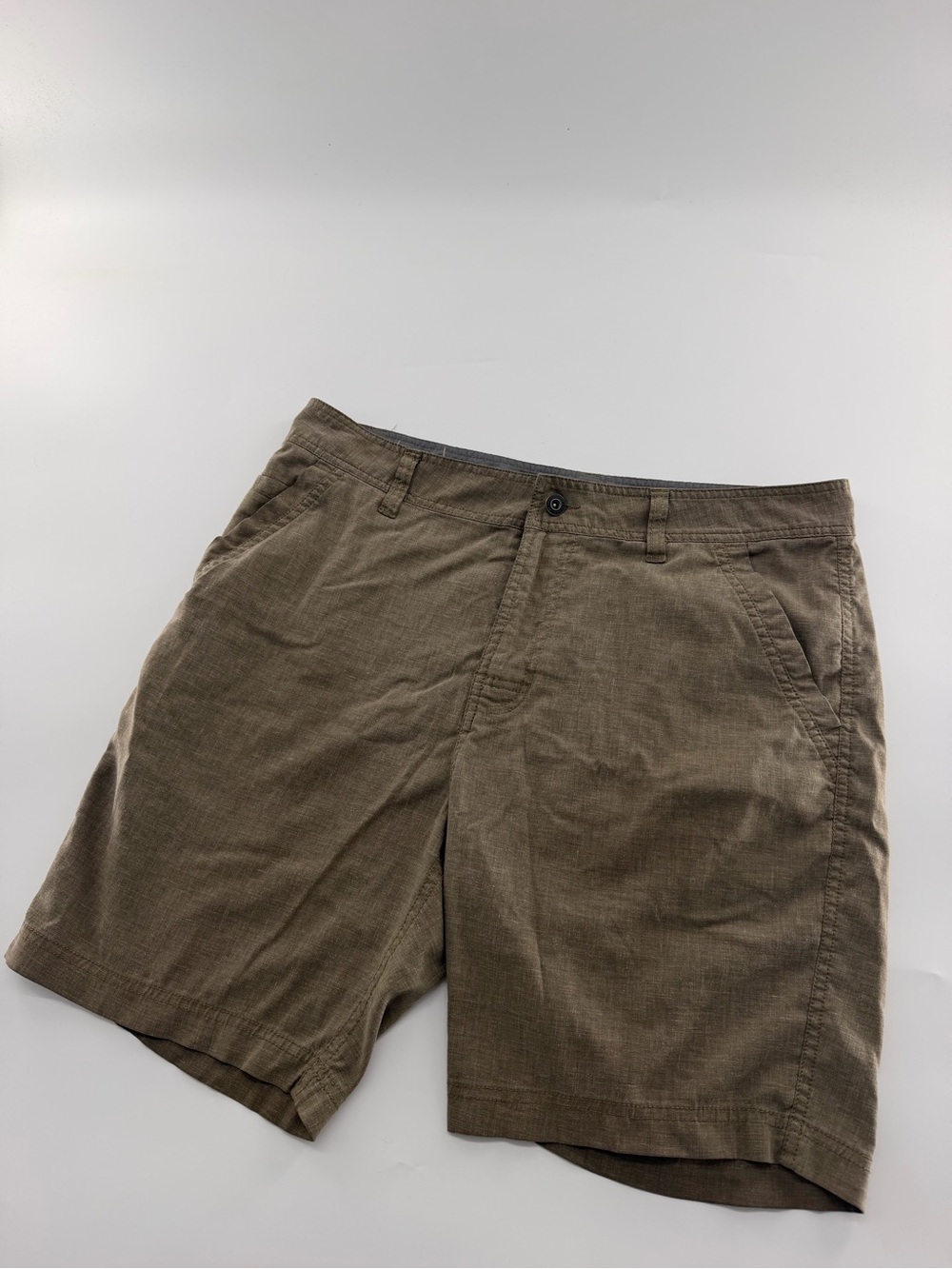 Prana Furrow Short Men’s Shorts Hemp Blend Lightweight Brown Tan Green 34W x 8L
